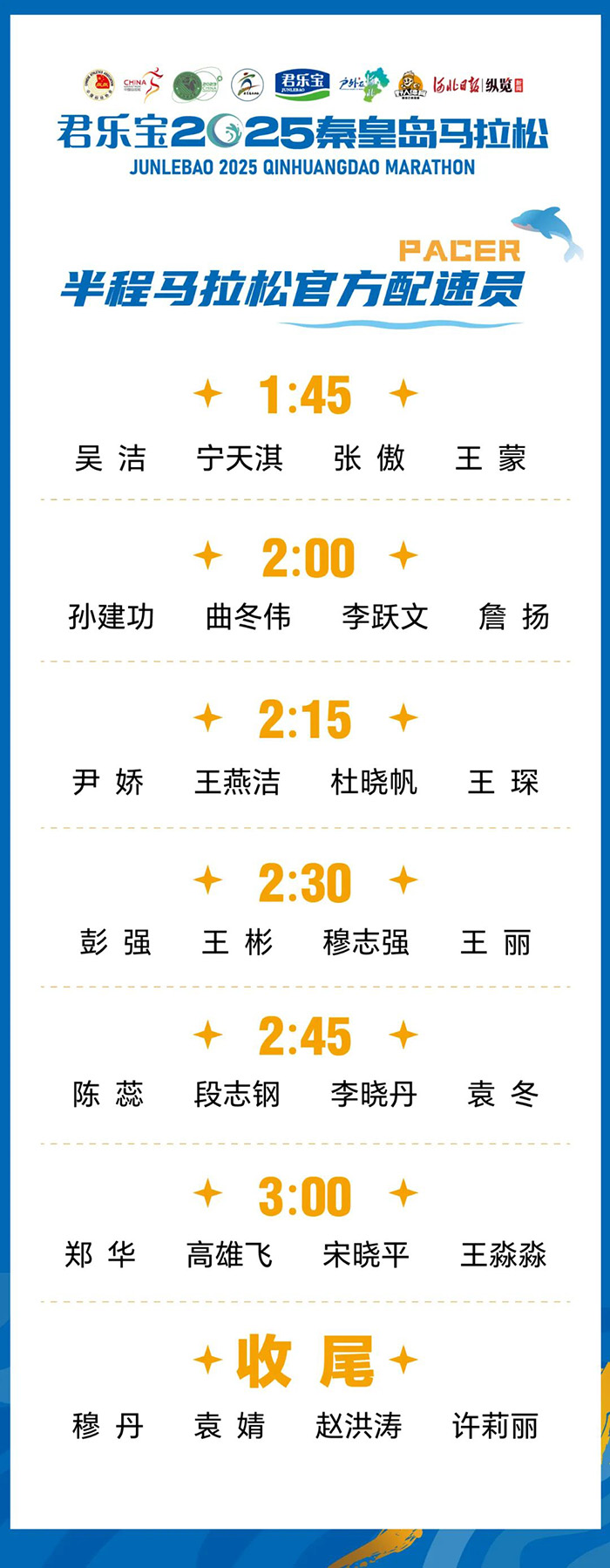 官方配速員公布！君樂寶2025秦皇島馬拉松助你破浪前行