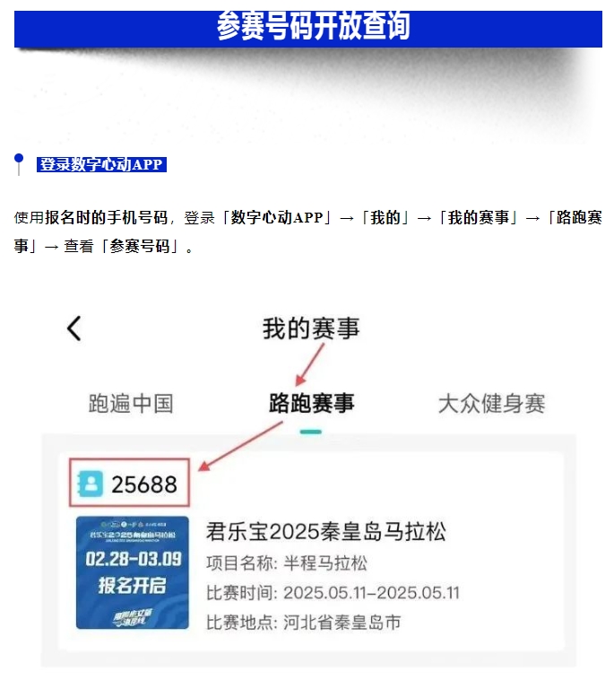 參賽號碼查詢！君樂寶2025秦皇島馬拉松『分區(qū)起跑』公布